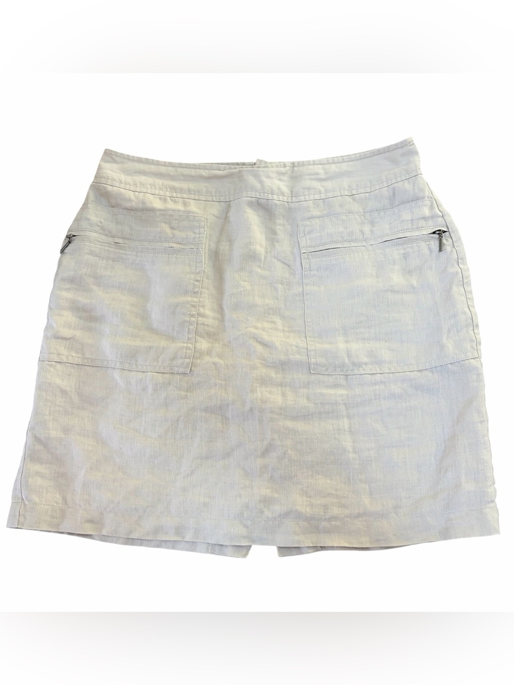100% Linen Tan Willi Smith Linen Skirt with Front Pockets